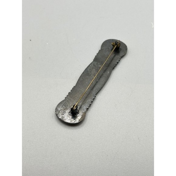 Vtg Pierre Bex Style Pin Brooch Art Deco Inspired Black Gold Tone w Rhinestones - Picture 4 of 7